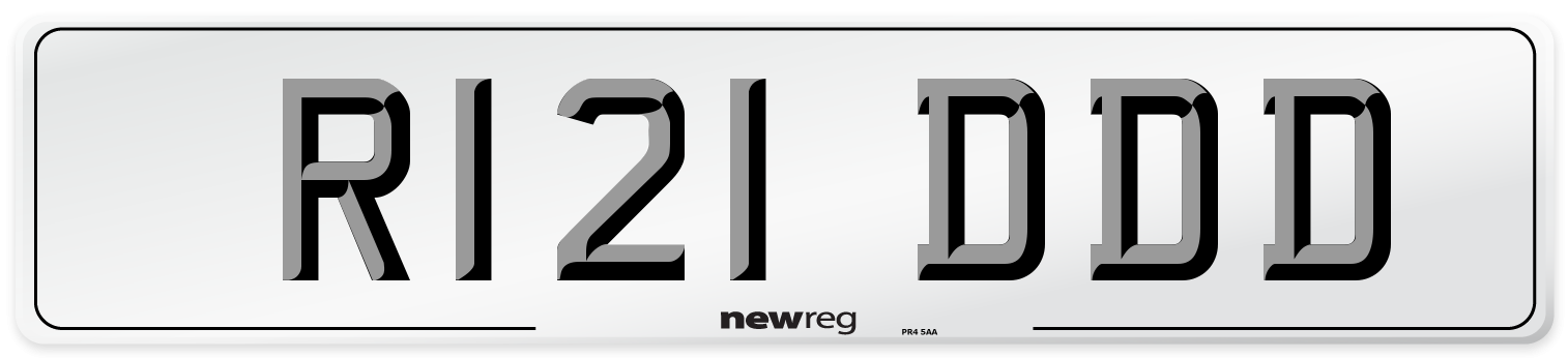 R121 DDD Number Plate from New Reg